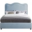 Maklaine Contemporary Light Blue Linen Textured Fabric Full Bed