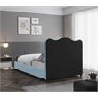 Maklaine Contemporary Light Blue Linen Textured Fabric Full Bed