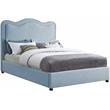Maklaine Contemporary Light Blue Linen Textured Fabric Full Bed