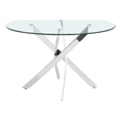 Maklaine Tempered Glass Chrome Dining Table Round Contemporary Design 48