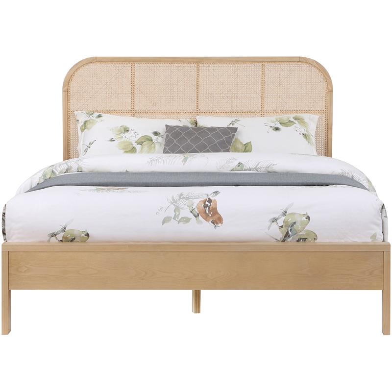 Maklaine Contemporary Rich Natural Finish on Ash Veneer Full Bed