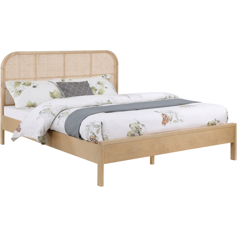 Maklaine Contemporary Rich Natural Finish on Ash Veneer Full Bed