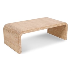 Maklaine Contemporary Natural White Finish Oak Wood Coffee Table