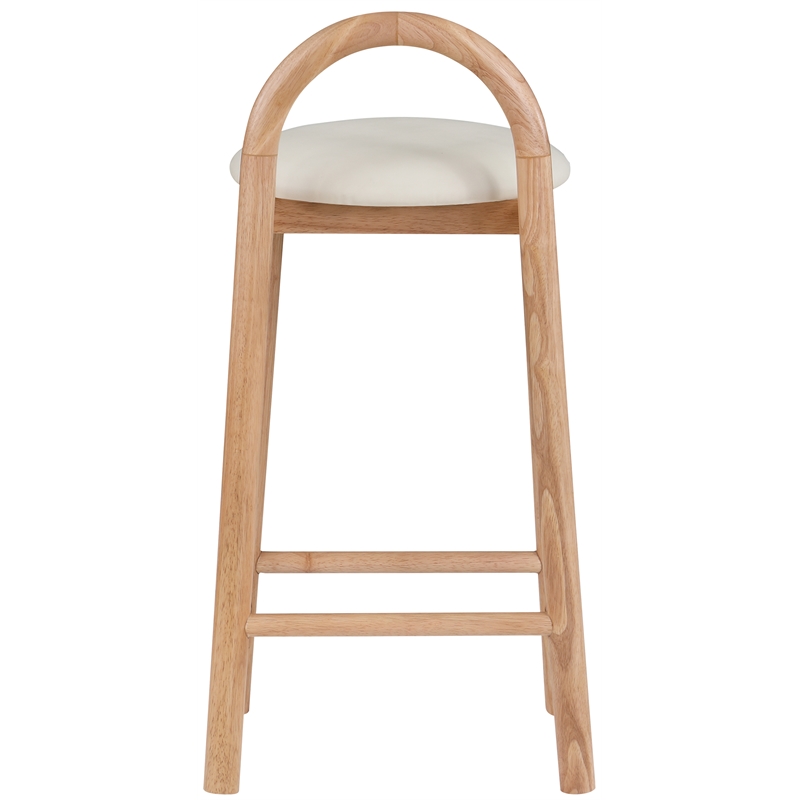 Maklaine Contemporary Soft Rich Cream Finish Vegan Leather Stool