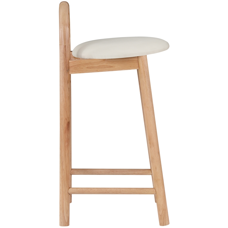 Maklaine Contemporary Soft Rich Cream Finish Vegan Leather Stool