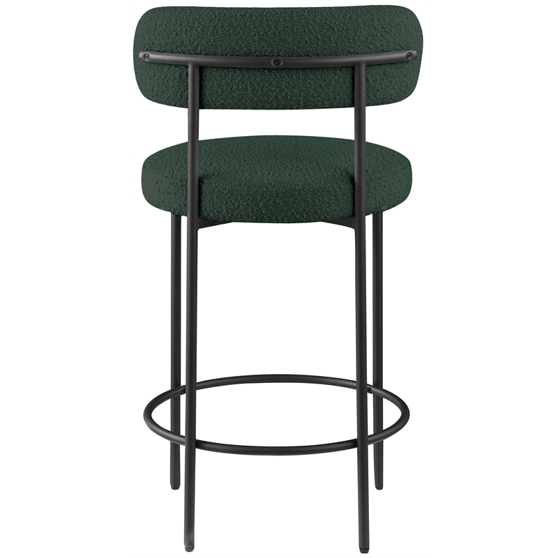 Maklaine Contemporary Rich Green Finish Boucle Fabric Stool (Set of 2)