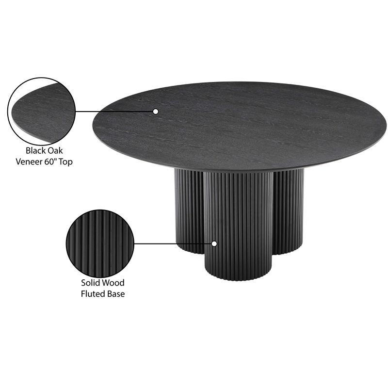 Maklaine Oak Veneer Black Dining Table Square Mid-Century Modern 60