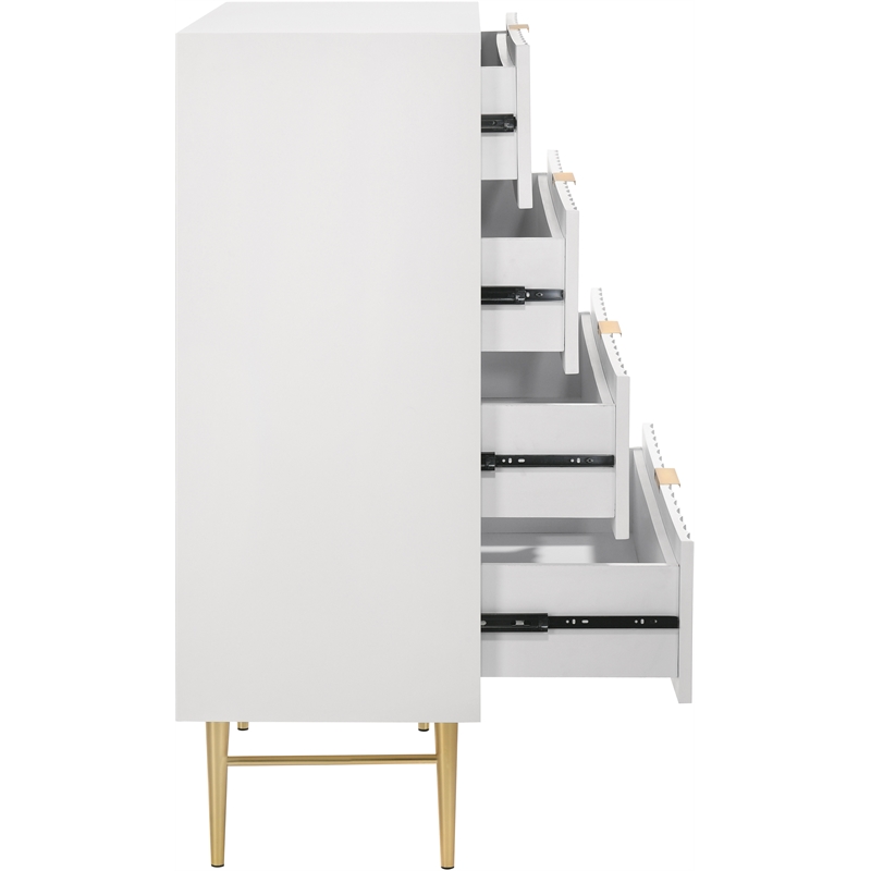 Maklaine Contemporary Chest with Curved Drawer Fronts in White Medium Gloss