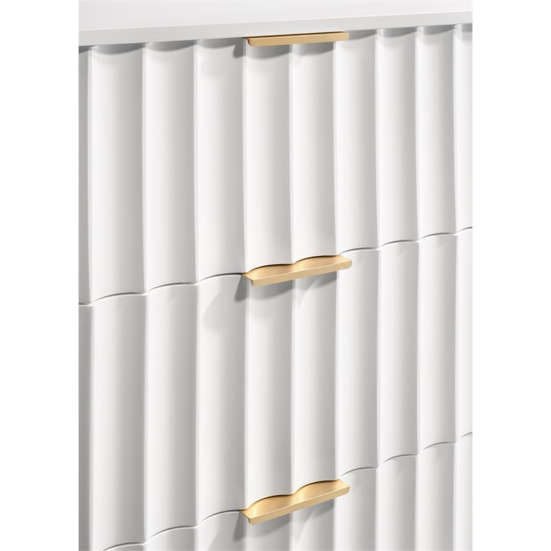 Maklaine Contemporary Chest with Curved Drawer Fronts in White Medium Gloss