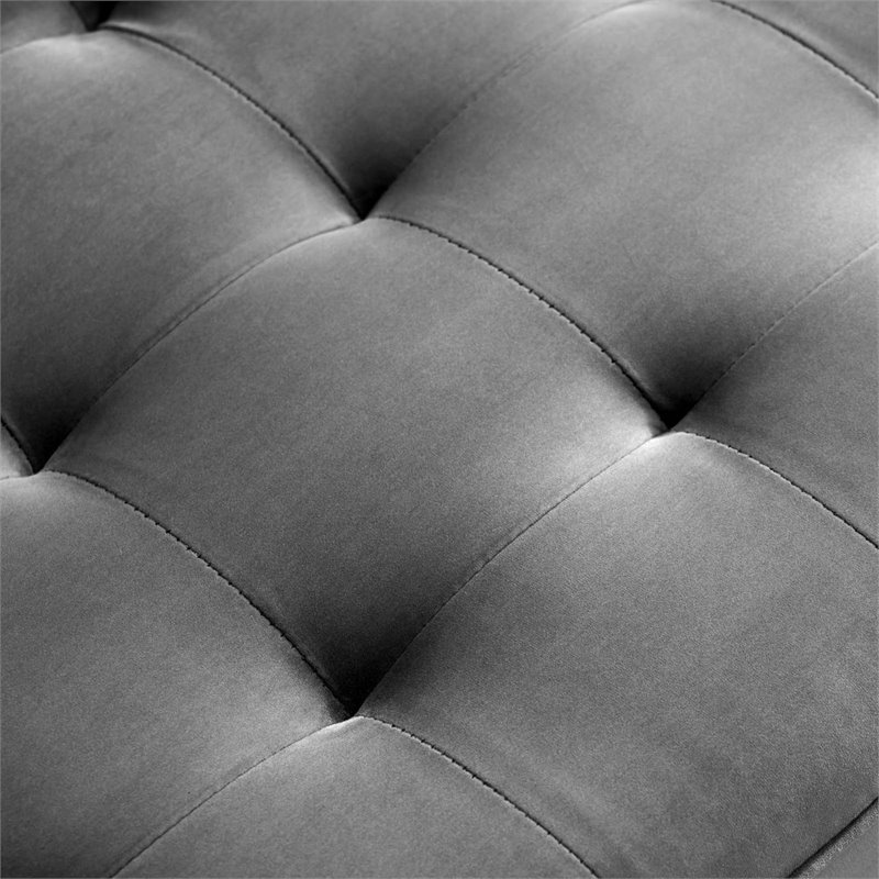 Maklaine Modern Style Performance Velvet Sofa in Gray Finish