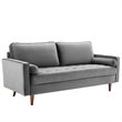 Maklaine Modern Style Performance Velvet Sofa in Gray Finish