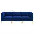 Maklaine 3-Seater Channel Performance Velvet Tufted Sofa in Navy