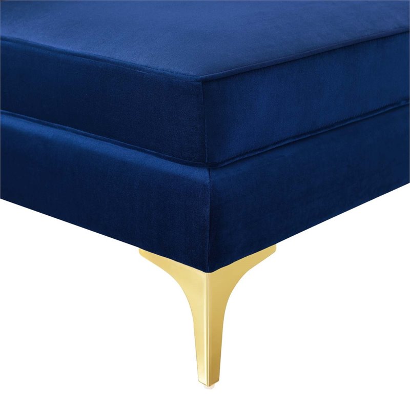 Maklaine 3-Seater Channel Performance Velvet Tufted Sofa in Navy