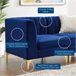 Maklaine 3-Seater Channel Performance Velvet Tufted Sofa in Navy
