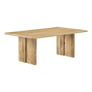 Maklaine Modern Wood Coffee Table with Adjustable Foot Pads in Oak