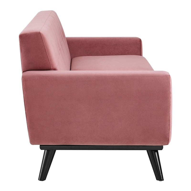 Maklaine Velvet Dusty Rose Pink Sofa Rectangular Stain-Resistant 90.5