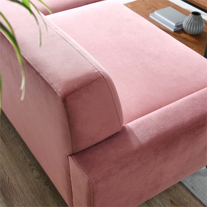 Maklaine Velvet Dusty Rose Pink Sofa Rectangular Stain-Resistant 90.5