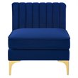 Maklaine Modern Channel Tufted Performance Velvet Armless Chair in Navy