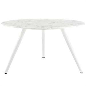Maklaine 54&quot Round Artificial Marble Dining Table with Tripod Base in White