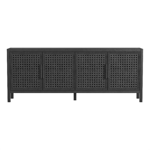 Maklaine Contemporary Server in Black Natural Finish Mango Wood