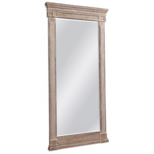 Maklaine Contemporary Resin Leaner Mirror in Distressed Gray Frame