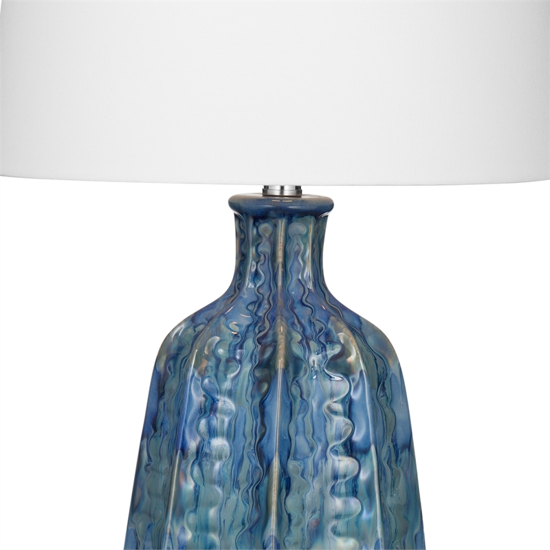 Maklaine Ceramic Blue Table Lamp Rectangular 15
