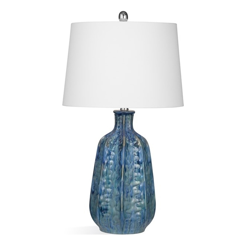 Maklaine Ceramic Blue Table Lamp Rectangular 15