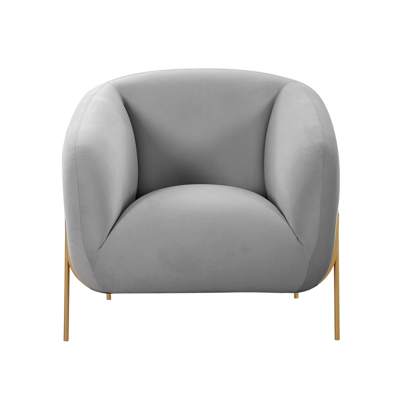 Maklaine Modern Contemporary Gray Finish Velvet Accent Chair