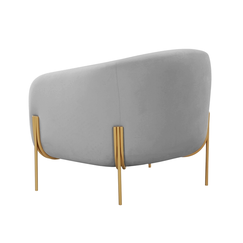 Maklaine Modern Contemporary Gray Finish Velvet Accent Chair