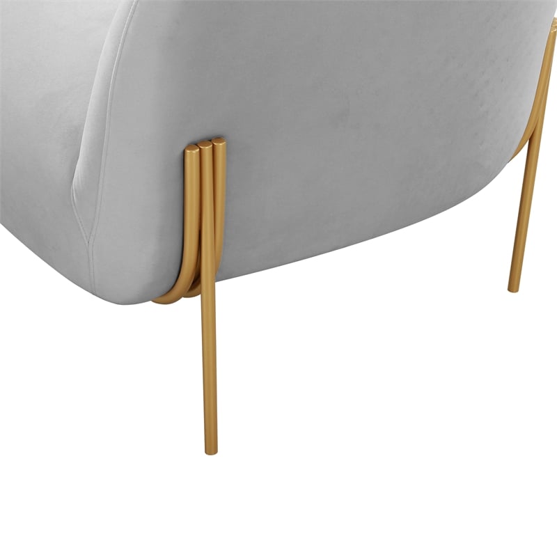 Maklaine Modern Contemporary Gray Finish Velvet Accent Chair