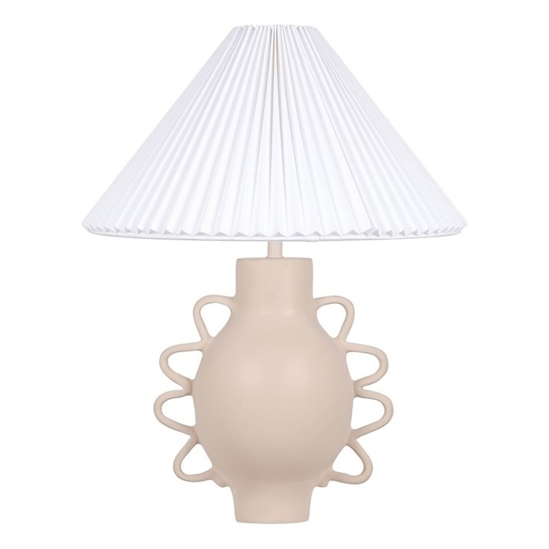 Maklaine Modern Contemporary Cream Finish Pleated Table Lamp