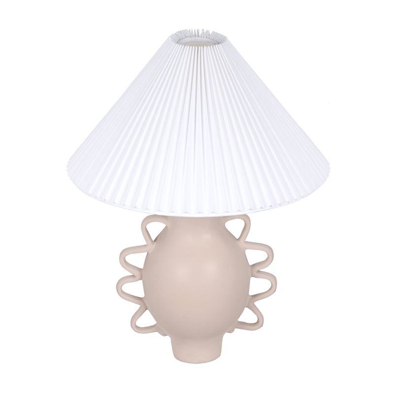 Maklaine Modern Contemporary Cream Finish Pleated Table Lamp
