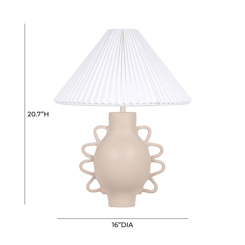 Maklaine Modern Contemporary Cream Finish Pleated Table Lamp