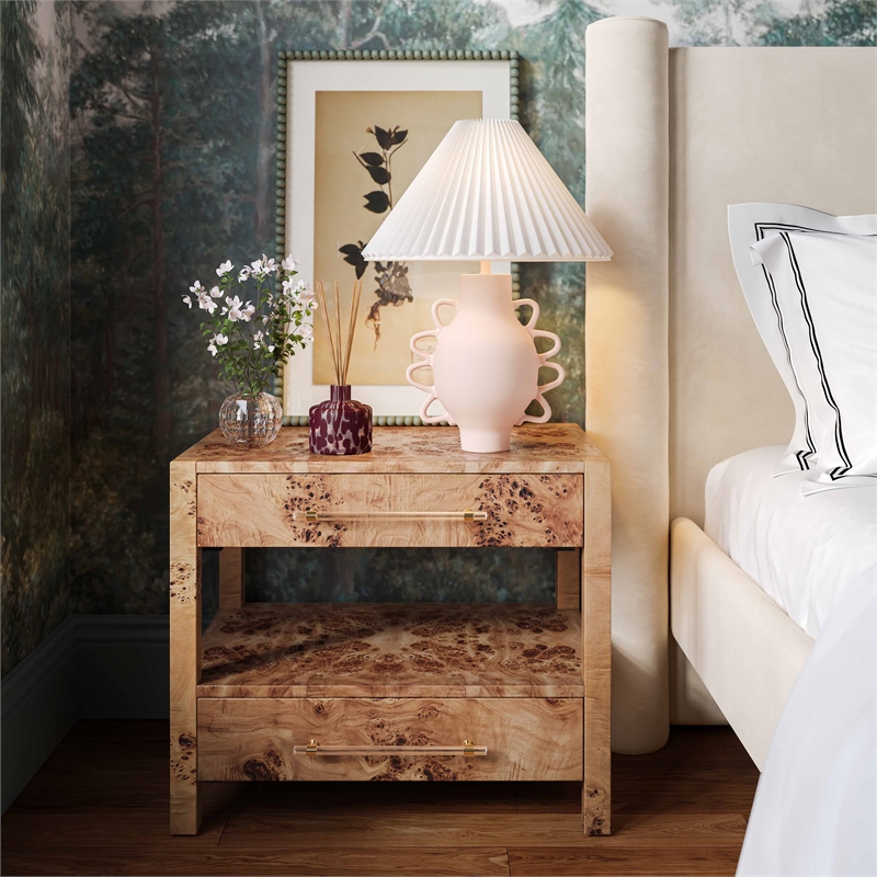 Maklaine Modern Contemporary Cream Finish Pleated Table Lamp