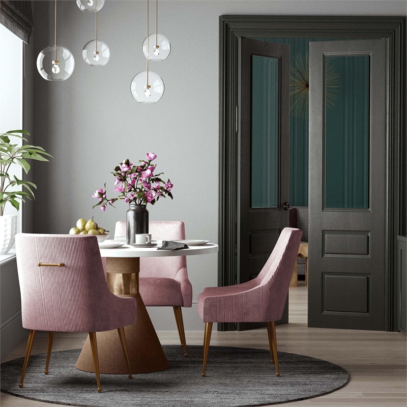 Maklaine Modern Contemporary Pleated Mauve Velvet Side Chair