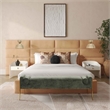 Maklaine 1-Drawer Transitional Wood Nightstand in Cream/Blue