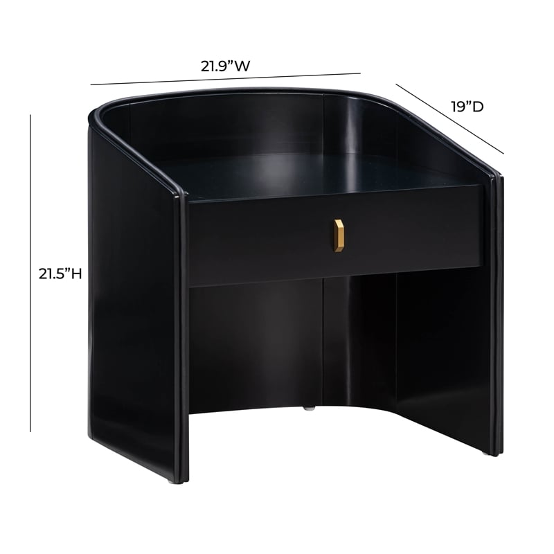 Maklaine 1-Drawer Transitional Wood Nightstand in Black/Blue