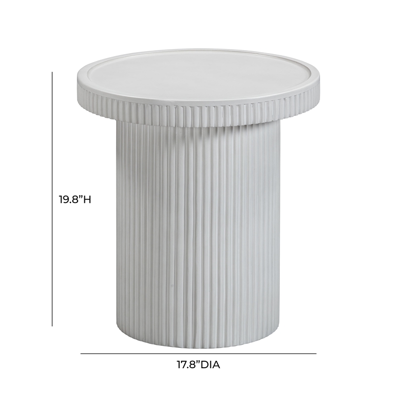 Maklaine Modern Contemporary Stone Side Table in White Finish