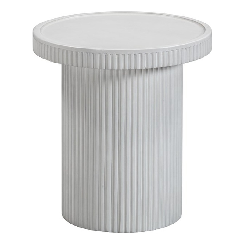Maklaine Modern Contemporary Stone Side Table in White Finish