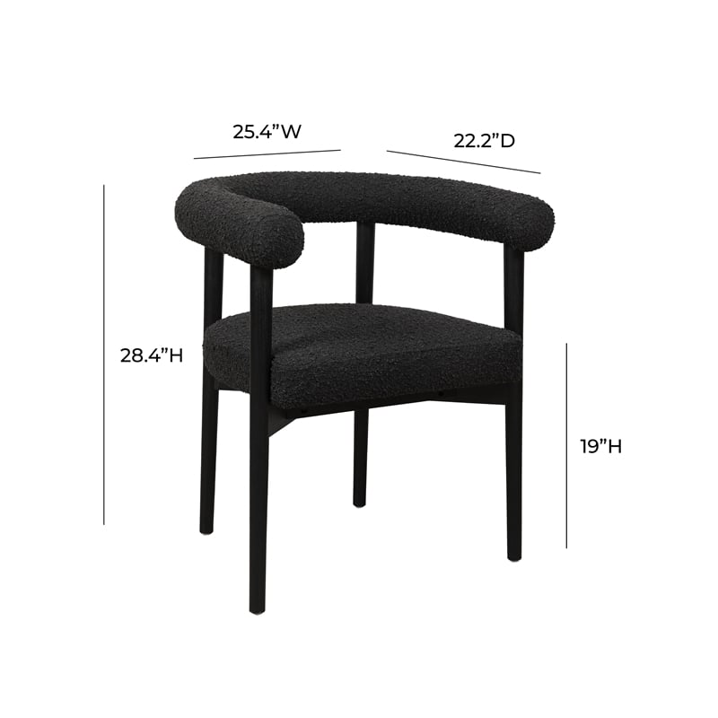 Maklaine Modern Contemporary Black Finish Boucle Dining Chair