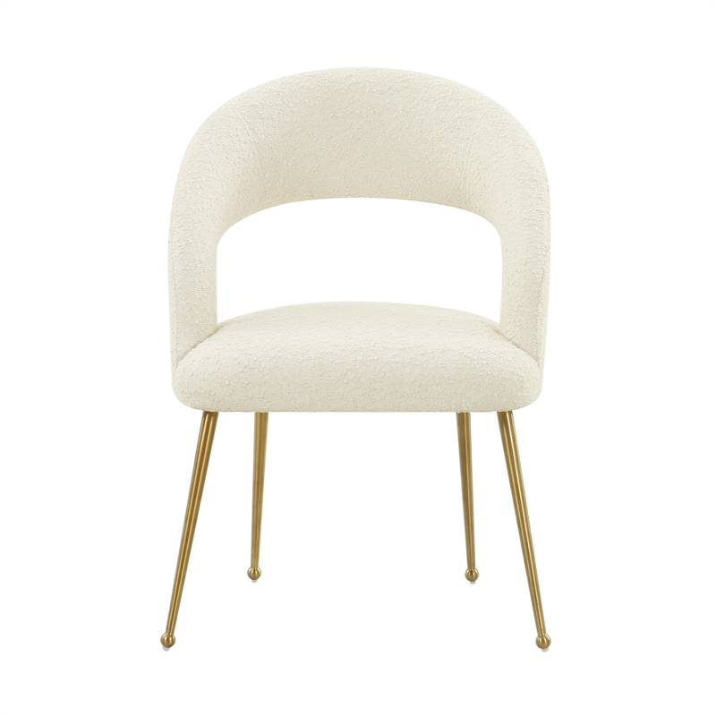 Maklaine Boucle Cream Dining Chair Rectangular Comfortable 23.6