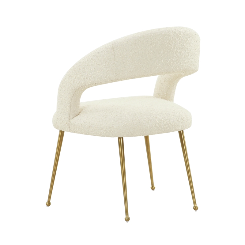 Maklaine Boucle Cream Dining Chair Rectangular Comfortable 23.6