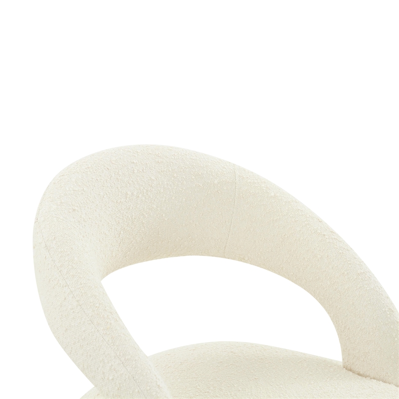 Maklaine Boucle Cream Dining Chair Rectangular Comfortable 23.6