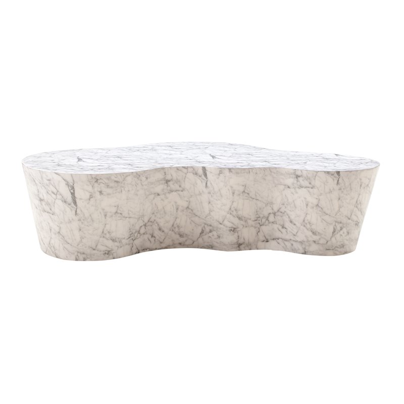 Maklaine Modern Contemporary White Marble Finish Coffee Table