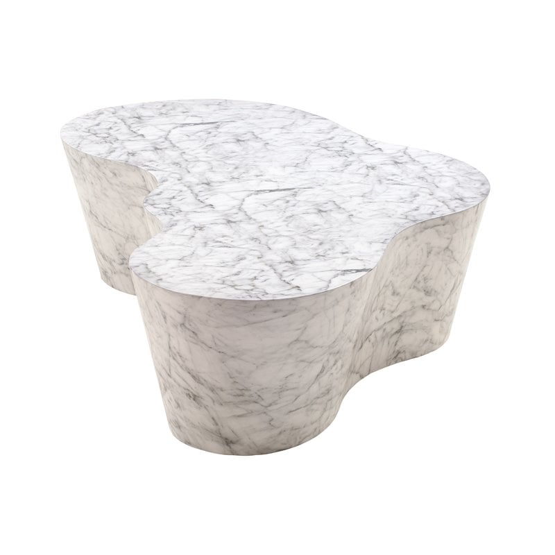 Maklaine Modern Contemporary White Marble Finish Coffee Table