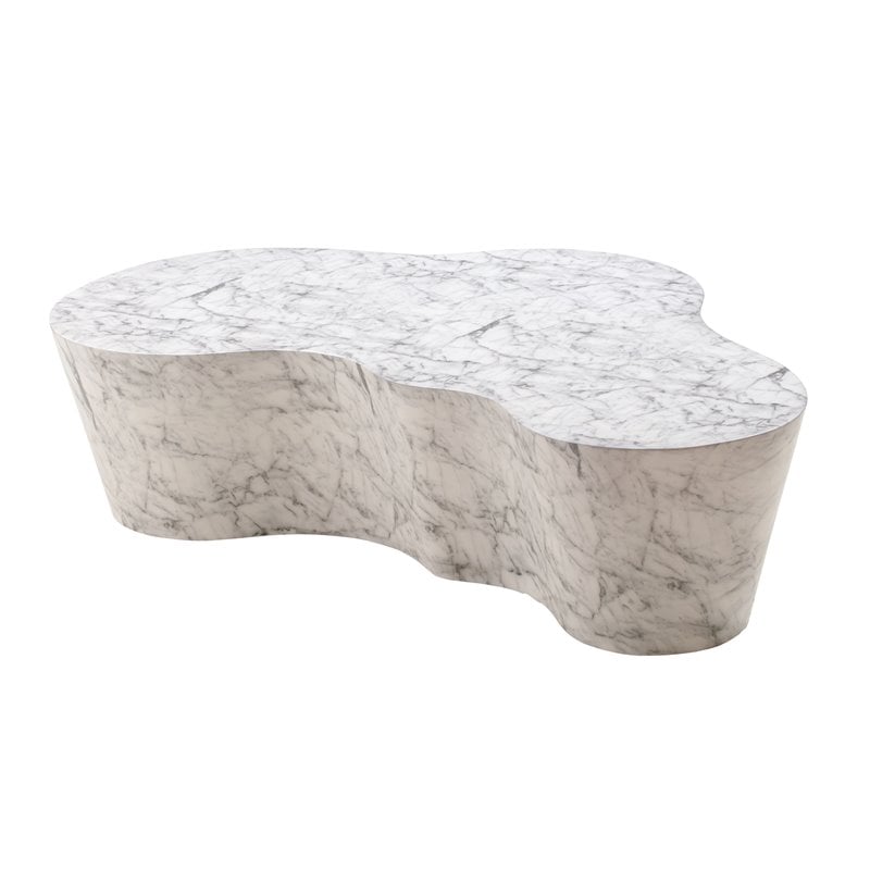 Maklaine Modern Contemporary White Marble Finish Coffee Table