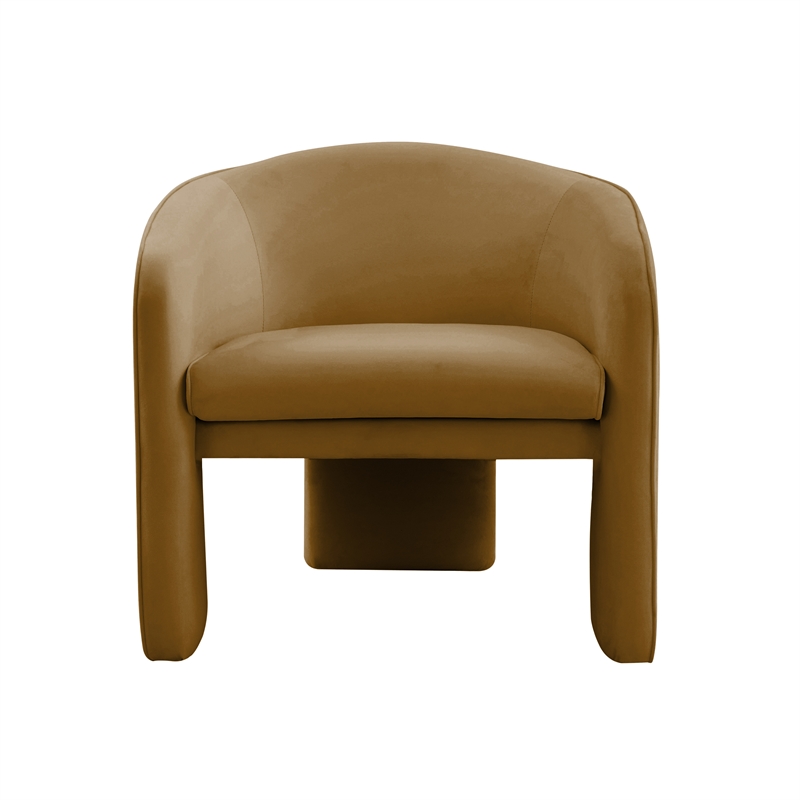 Maklaine Velvet Brown Accent Chair