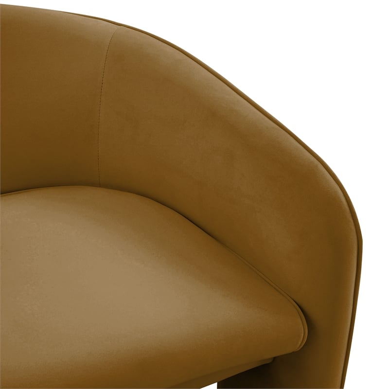 Maklaine Velvet Brown Accent Chair