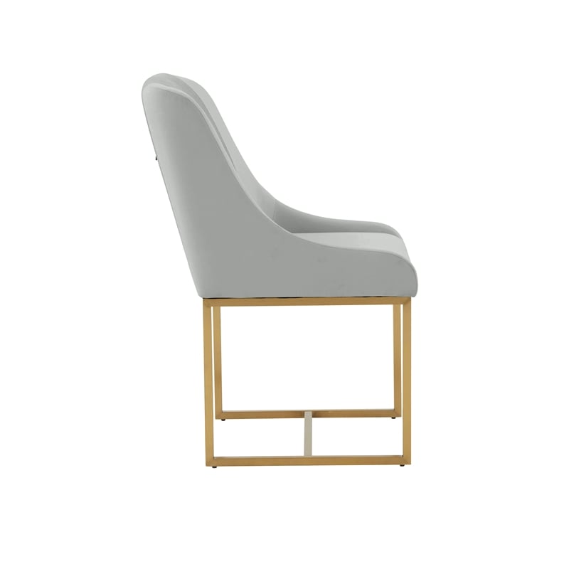 Maklaine Modern Contemporary Gray Pleated Velvet Dining Chair