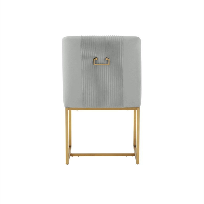 Maklaine Modern Contemporary Gray Pleated Velvet Dining Chair